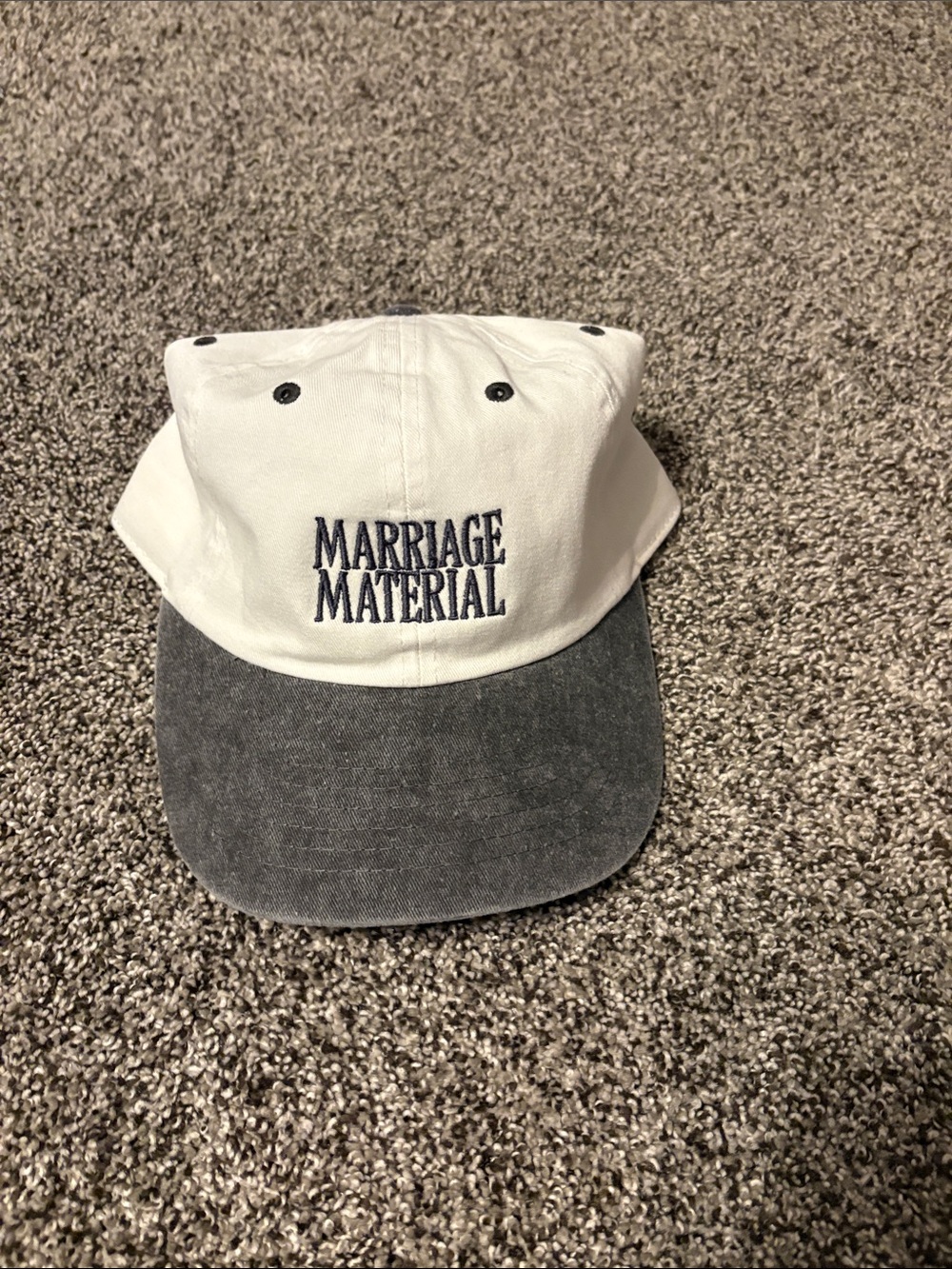 Marriage Material Two-Tone Cotton Baseball Cap — White & Gray